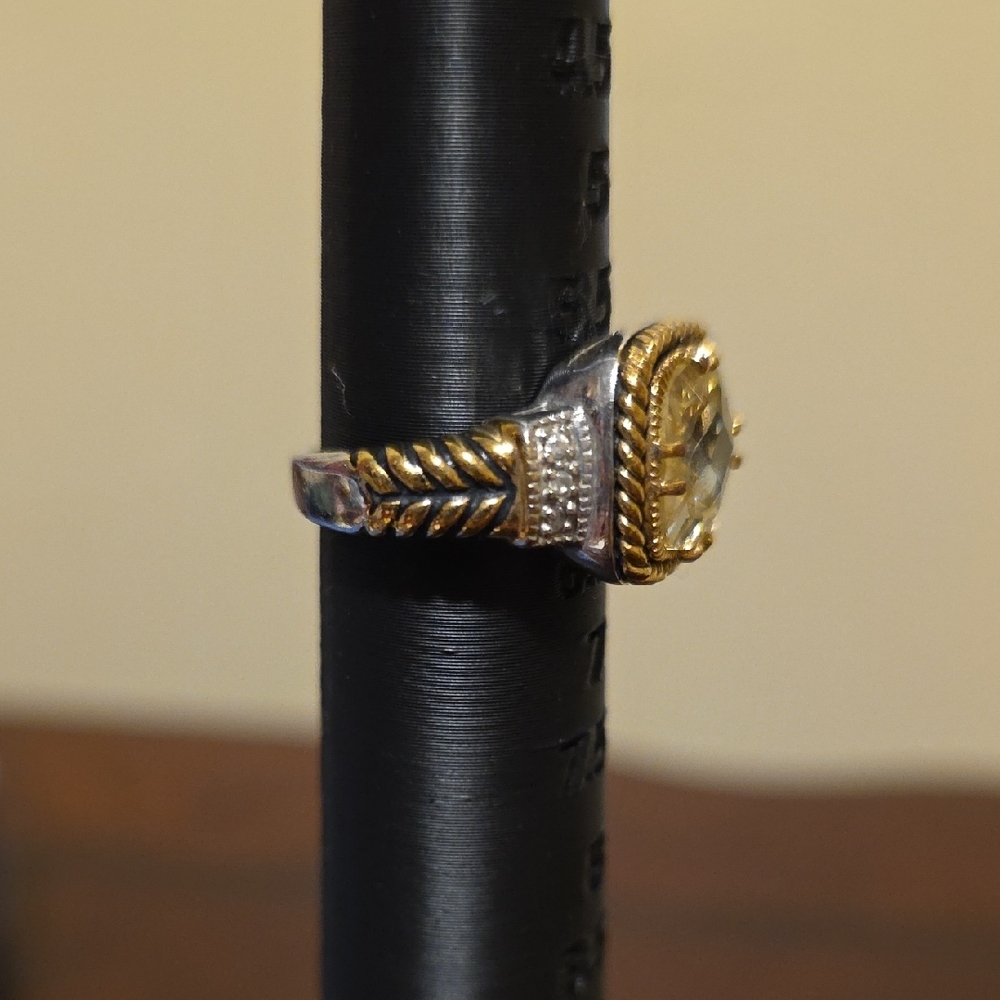Lia Sophia Gold and Silver Ring with Yellow Gem - Picture 2 of 4
